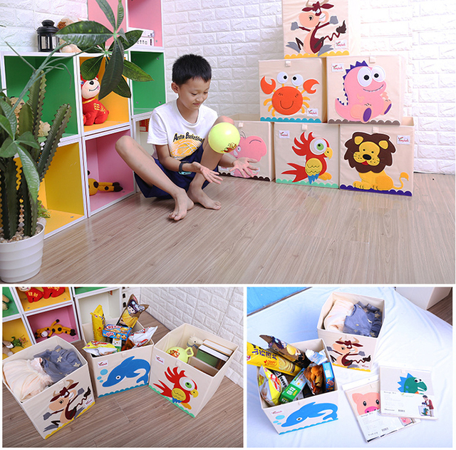 Szkatułka Cube z haftowanym wzorem kreskówkowych zwierzątek - organizer zabawek, materiałów biurowych i akcesoriów - Wianko - 5