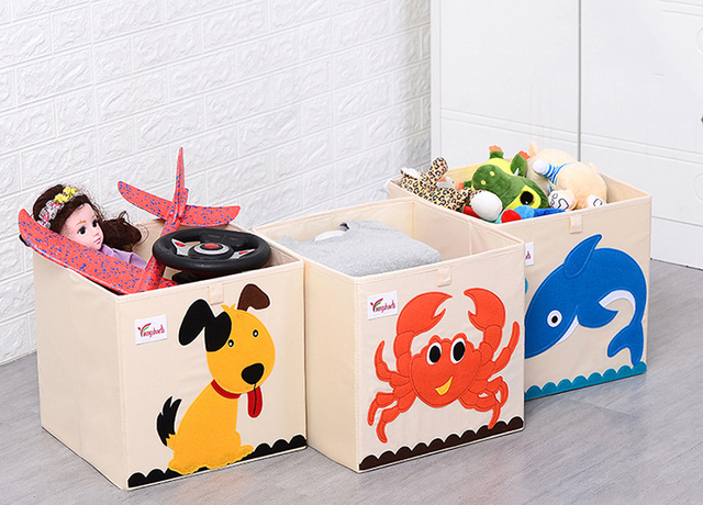 Szkatułka Cube z haftowanym wzorem kreskówkowych zwierzątek - organizer zabawek, materiałów biurowych i akcesoriów - Wianko - 8