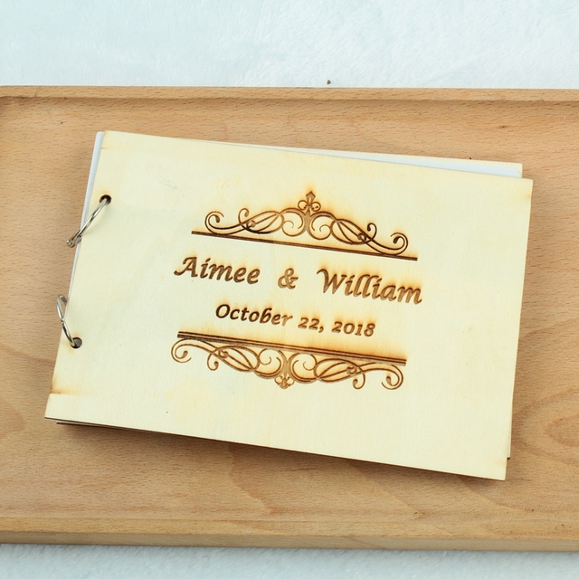 Rustykalna personalizowana księga gości weselnych z drewna - prezent na rocznicę ślubu - Wianko - 5