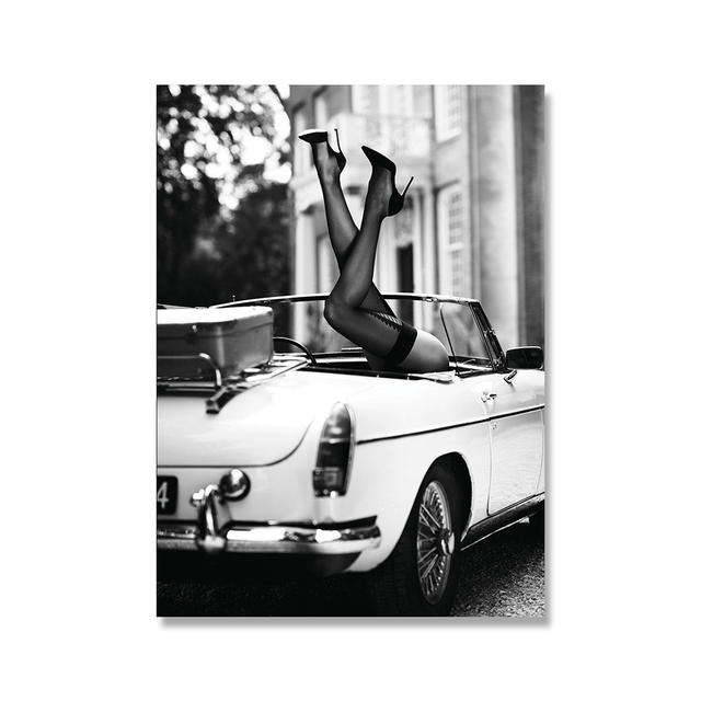 Nordycki Vintage Fashion Paris - plakaty i druki czarno-białe z portretem seksownej kobiety i nogami na płótnie - dekoracje do domu - Wianko - 11