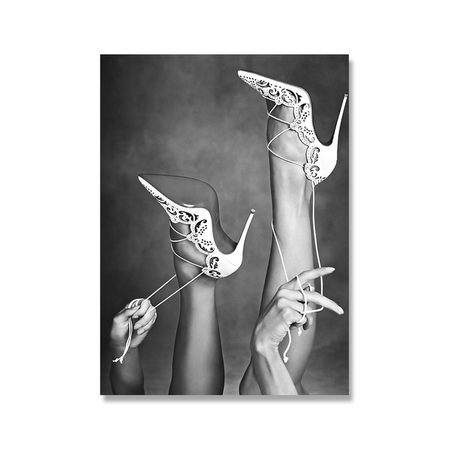 Nordycki Vintage Fashion Paris - plakaty i druki czarno-białe z portretem seksownej kobiety i nogami na płótnie - dekoracje do domu - Wianko - 10