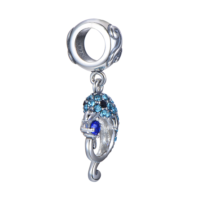 Srebrny wisiorek delfin na bransoletkę - S925 koralik niebieski, błyszczący, europejska marka - Wianko - 2