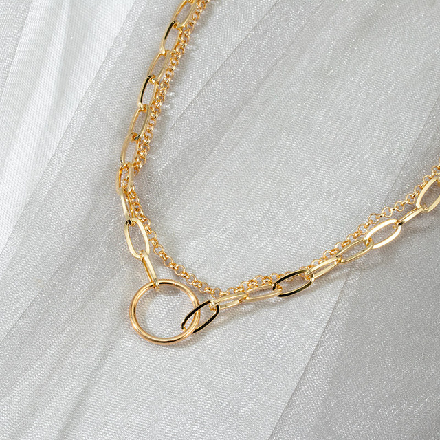 Naszyjnik w stylu vintage z perłami i łańcuszkiem - modny, gruby zamek metalowy - 2021 trend damska biżuteria - Wianko - 5