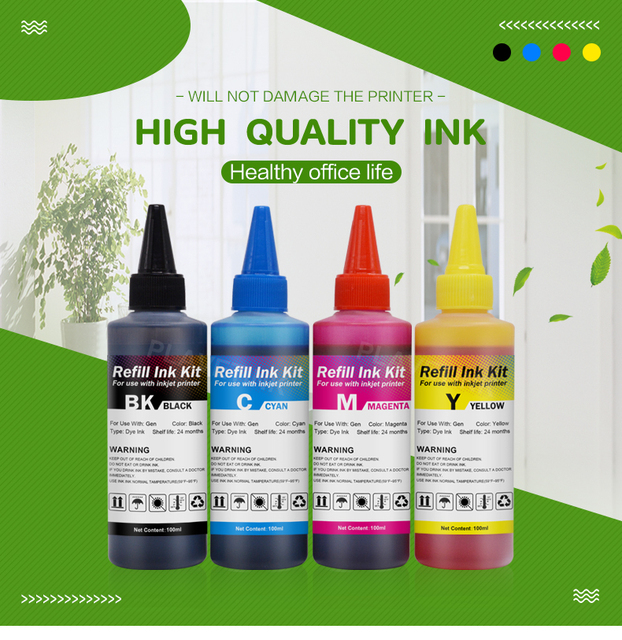 Tusz do drukarki Plavetink 100ml, wkład barwnikowy 4 kolorowy do Epson T1711 XP-103 XP-203 XP-207 XP-313 XP-413, wielokrotnego użytku - Wianko - 1
