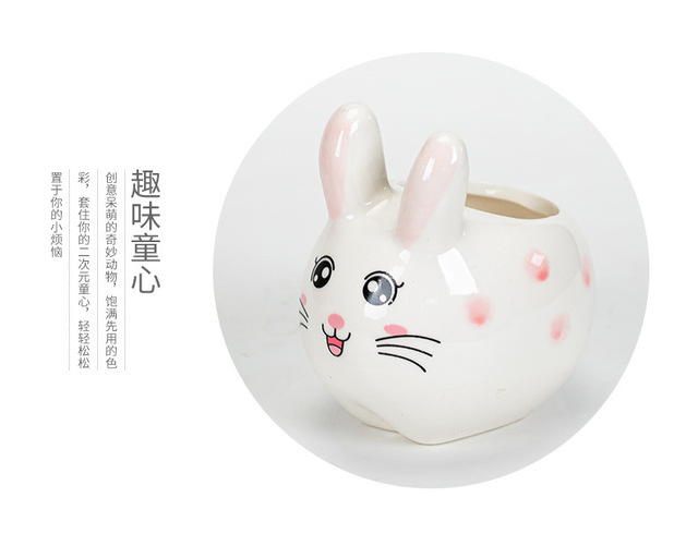 Mini doniczka ceramiczna Cartoon zwierzęta - kreatywny design, stylowa moda ogrodnicza, słodki królik - Wianko - 7