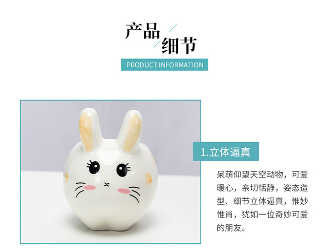 Mini doniczka ceramiczna Cartoon zwierzęta - kreatywny design, stylowa moda ogrodnicza, słodki królik - Wianko - 6