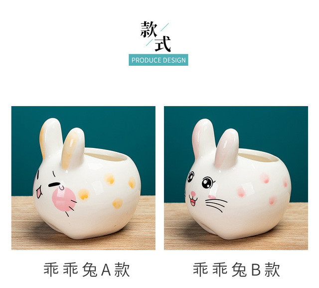 Mini doniczka ceramiczna Cartoon zwierzęta - kreatywny design, stylowa moda ogrodnicza, słodki królik - Wianko - 8