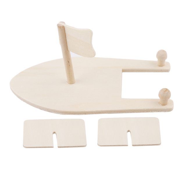 1pc Kreatywne białe modele drewnianych żaglówek do kolorowania DIY dla dzieci - torba materiałowa do zabawek - Wianko - 17