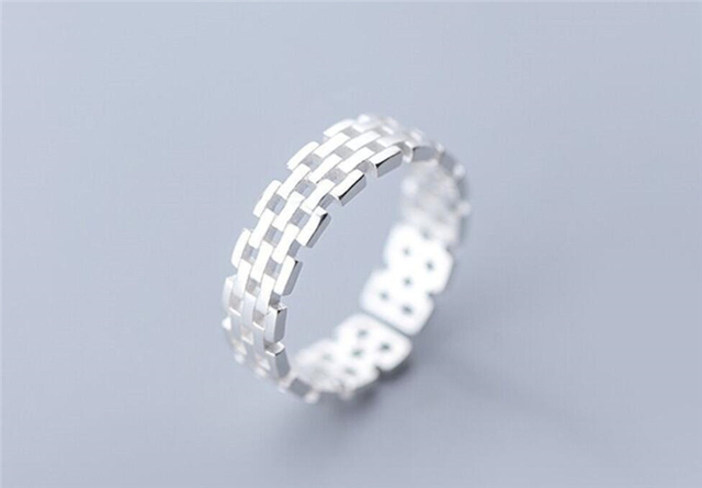 Elegancki pierścień Mini Hollow City Wall wykonany z 925 srebra dla kobiet, możliwy do regulacji rozmiaru - Wianko - 25