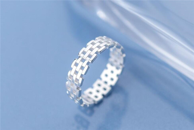 Elegancki pierścień Mini Hollow City Wall wykonany z 925 srebra dla kobiet, możliwy do regulacji rozmiaru - Wianko - 23