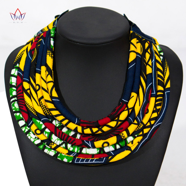 Wielowarstwowa biżuteria naszyjniki BRW 2021 z tkaniny Ankara inspirowane afrykańskim stylem WYA07 - Wianko - 5