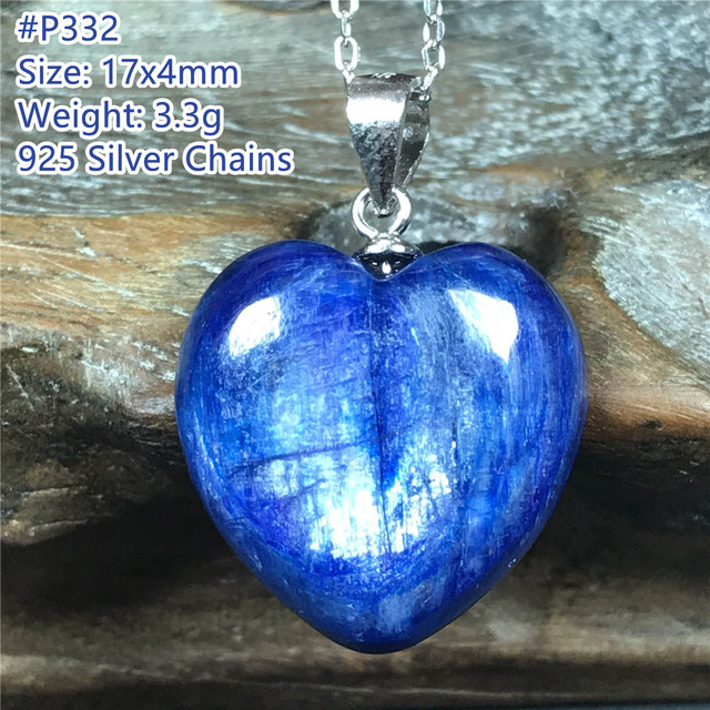 Naturalny niebieski cyjanit wisiorek sercowy - biżuteria dla kobiet i mężczyzn, uzdrawiający prezent miłosny (17x4mm) - Wianko - 6