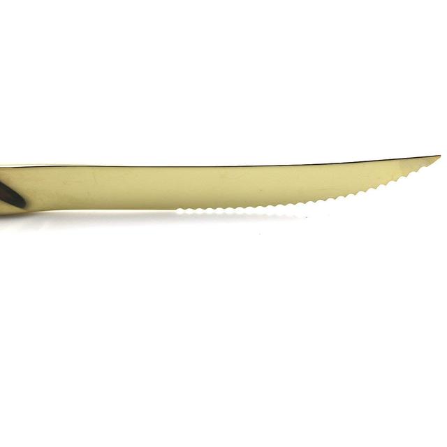Zestaw 2 sztuk najwyższej jakości noży do kotletów i steków wykonanych ze stali nierdzewnej, w kolorze złotym i czarnym - Wianko - 14