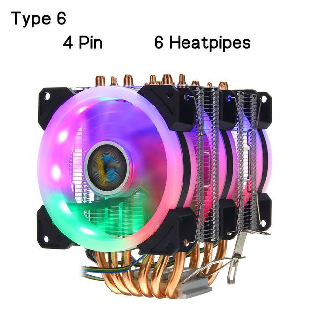 Chłodnica procesora - radiator z wentylatorem miedziowym Heatpipe RGB dla Intel/AMD, 2/4/6 Pipe, 3/4Pin - Wianko - 32