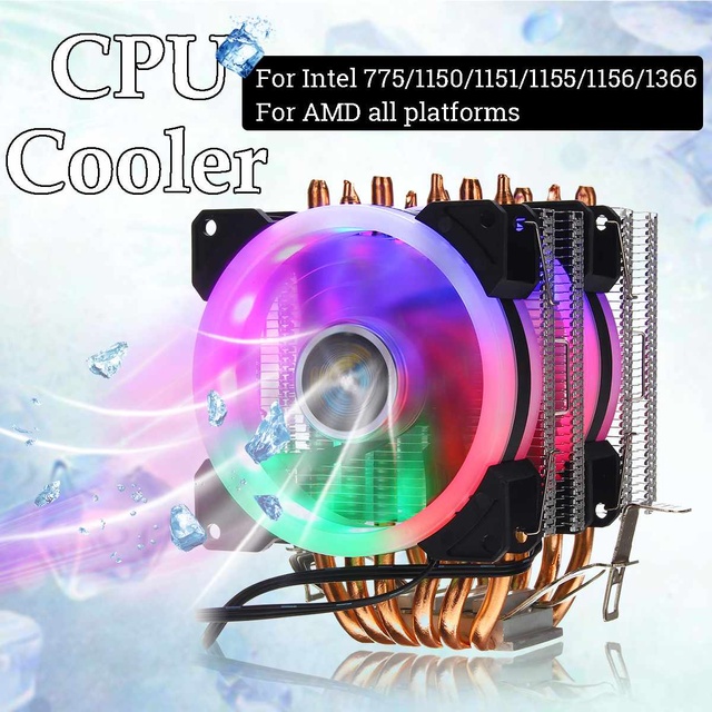 Chłodnica procesora - radiator z wentylatorem miedziowym Heatpipe RGB dla Intel/AMD, 2/4/6 Pipe, 3/4Pin - Wianko - 4