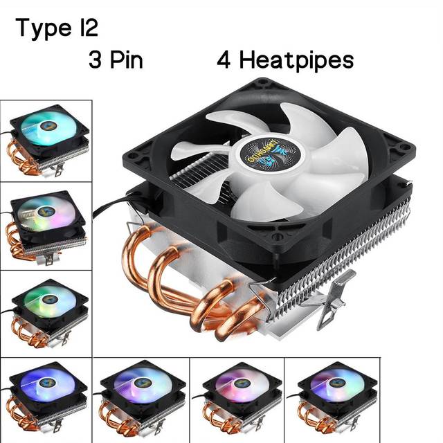 Chłodnica procesora - radiator z wentylatorem miedziowym Heatpipe RGB dla Intel/AMD, 2/4/6 Pipe, 3/4Pin - Wianko - 25