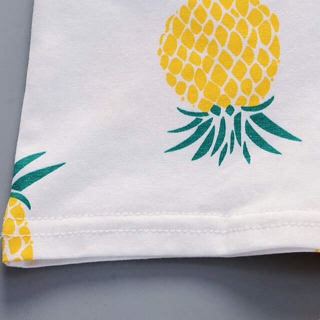 T-shirt z nadrukiem ananasów dla chłopców - krótki rękaw, casual, wokół szyi, zestaw Ropa - Wianko - 9