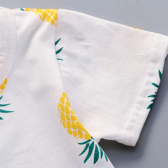 T-shirt z nadrukiem ananasów dla chłopców - krótki rękaw, casual, wokół szyi, zestaw Ropa - Wianko - 10