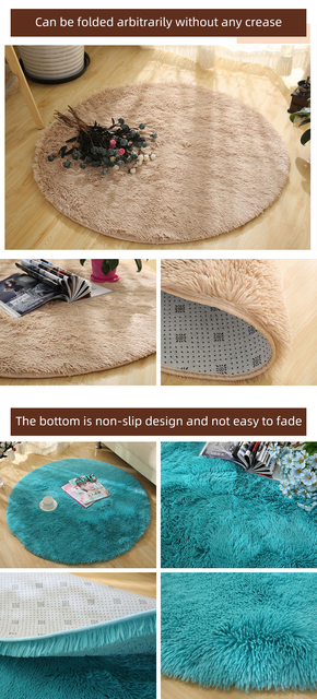 Puszysty okrągły dywan do salonu i sypialni – home decor, maty podłogowe dla dzieci, dekoracyjny grubszy dywan - Wianko - 5