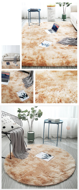 Puszysty okrągły dywan do salonu i sypialni – home decor, maty podłogowe dla dzieci, dekoracyjny grubszy dywan - Wianko - 9