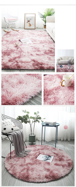 Puszysty okrągły dywan do salonu i sypialni – home decor, maty podłogowe dla dzieci, dekoracyjny grubszy dywan - Wianko - 8