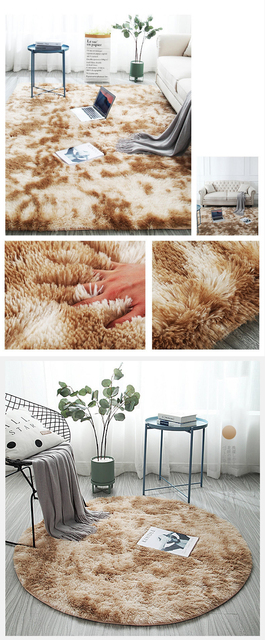 Puszysty okrągły dywan do salonu i sypialni – home decor, maty podłogowe dla dzieci, dekoracyjny grubszy dywan - Wianko - 10