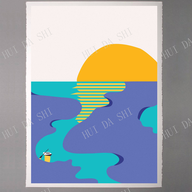 Plakat Mystic Island Sunset - Nowoczesny krajobraz o kolorowych dekoracjach oceanu - Wianko - 4