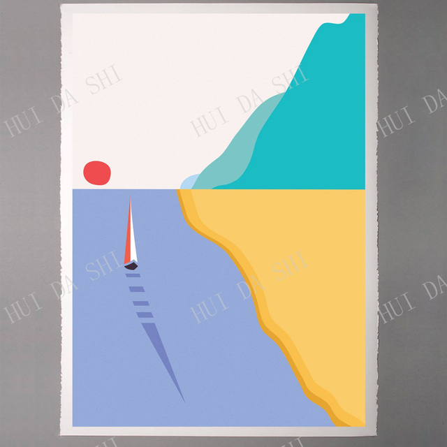 Plakat Mystic Island Sunset - Nowoczesny krajobraz o kolorowych dekoracjach oceanu - Wianko - 5
