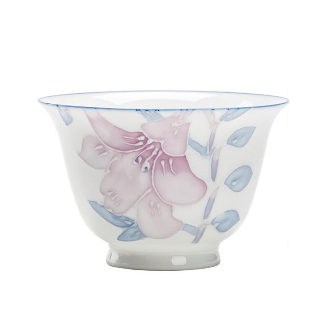 Ręcznie malowana, wysokiej klasy chińska ceramiczna filiżanka z trójwymiarowymi tłoczonymi kwiatami na herbatę - Wianko - 9