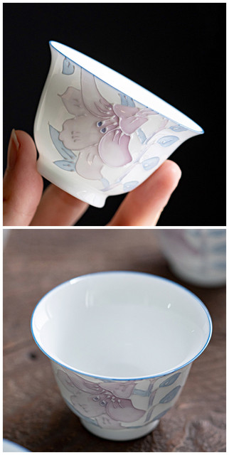 Ręcznie malowana, wysokiej klasy chińska ceramiczna filiżanka z trójwymiarowymi tłoczonymi kwiatami na herbatę - Wianko - 7