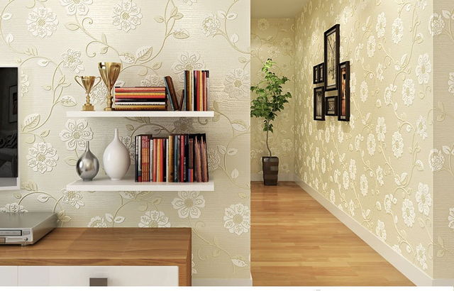 Ciepła tłoczone tapeta z adamaszku o wzorze kwiatowym 3D do dekoracji wnętrz gospodarstwa domowego - Wianko - 6