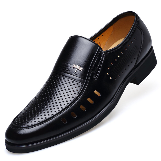 Męskie buty skórzane biznesowe mokasyny oddychające, duże rozmiary - Wianko - 4