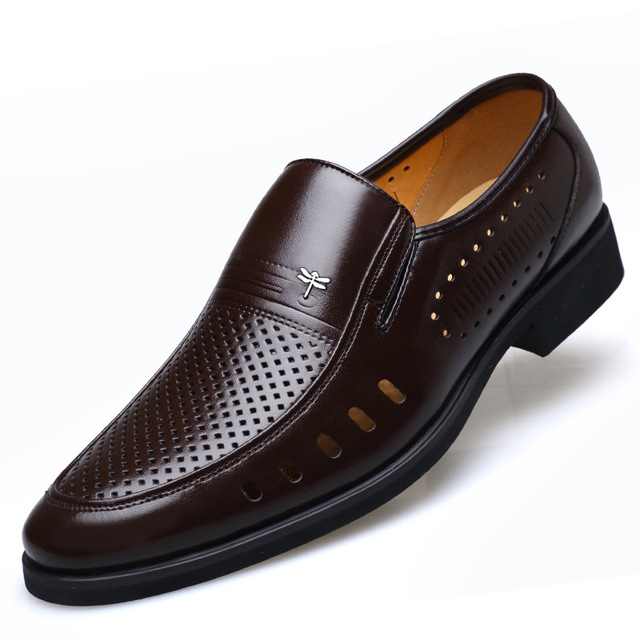 Męskie buty skórzane biznesowe mokasyny oddychające, duże rozmiary - Wianko - 7