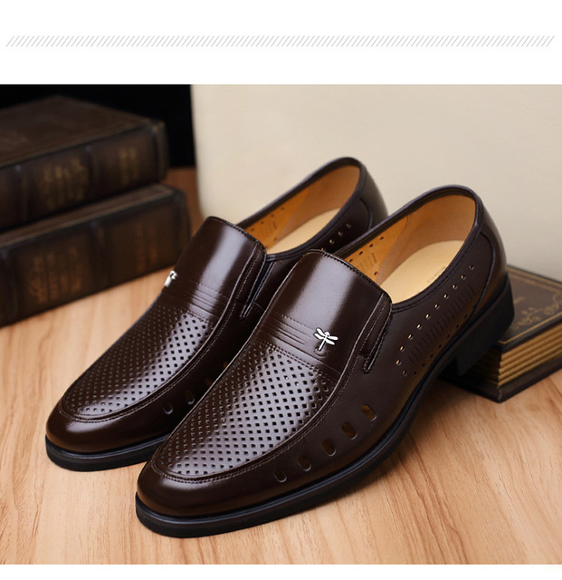 Męskie buty skórzane biznesowe mokasyny oddychające, duże rozmiary - Wianko - 11