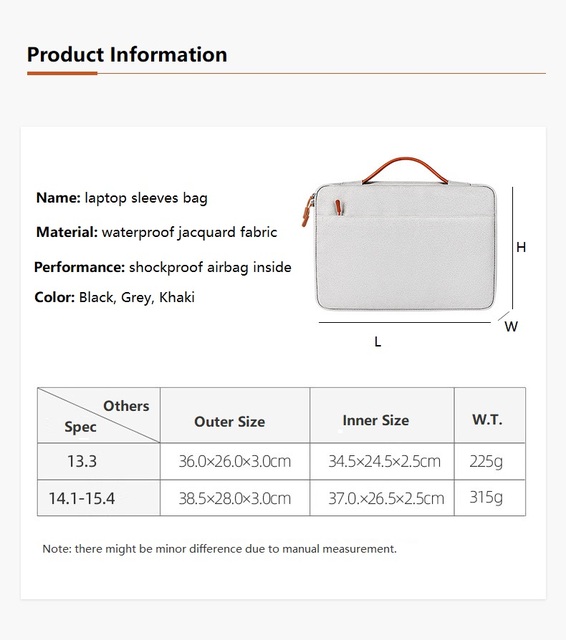 Torba na laptopa wodoodporna poliestrowa na ramię | 13.3-15.4 | Apple Lenovo Xiaomi Huawei Pro - Wianko - 3
