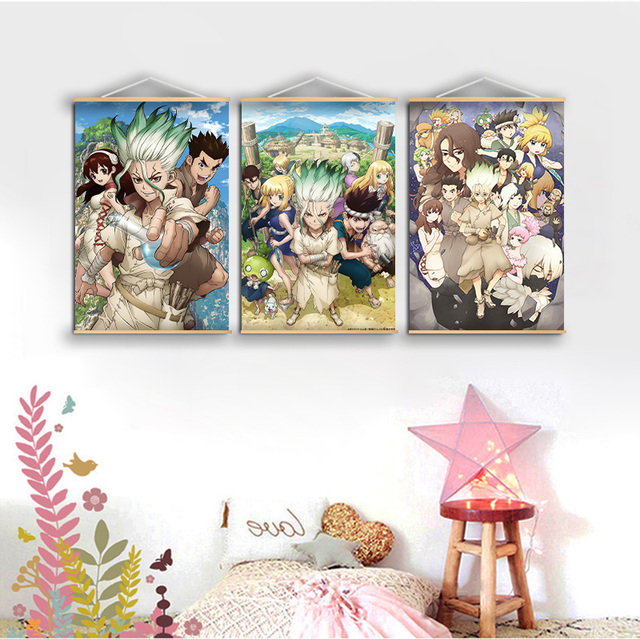 Obraz na płótnie Dr Kamień Senku Tsukasa Anime Manga plakaty i druki dekoracyjne na ścianę, wystrój wnętrz - Wianko - 3