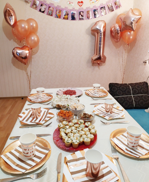 Jednorazowa imprezowa zastawa stołowa w kolorze różowego złota - talerze, serwetki, słomki i kubki Baby Shower, urodzinowe dekoracje dla dzieci - Wianko - 3
