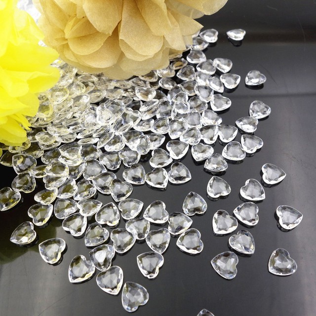 Akrylowe konfetti w kształcie serca z kryształowymi koralikami - dekoracje weselne, rocznica, impreza walentynkowa - Wianko - 2
