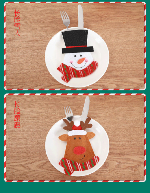 Etui na świąteczne sztućce i stojak na naczynia, ozdoby na stół, domowy dekor Snowman, torba na prezenty - Wianko - 7