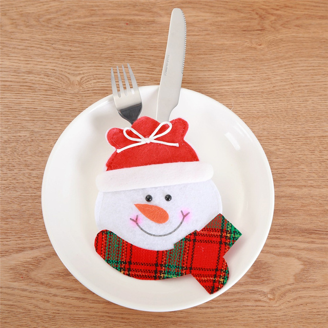 Etui na świąteczne sztućce i stojak na naczynia, ozdoby na stół, domowy dekor Snowman, torba na prezenty - Wianko - 13