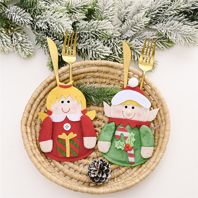 Etui na świąteczne sztućce i stojak na naczynia, ozdoby na stół, domowy dekor Snowman, torba na prezenty - Wianko - 17