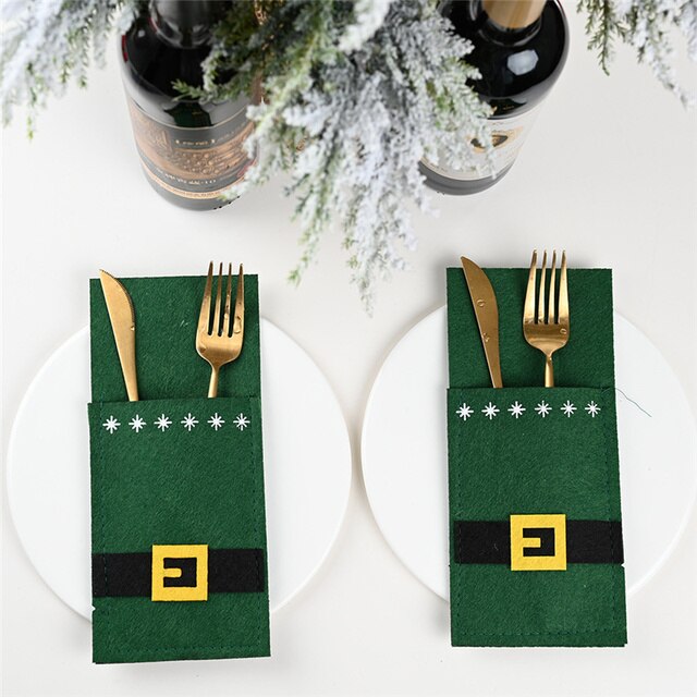 Etui na świąteczne sztućce i stojak na naczynia, ozdoby na stół, domowy dekor Snowman, torba na prezenty - Wianko - 34