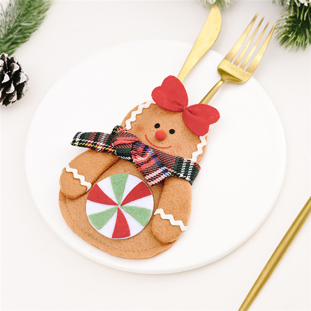 Etui na świąteczne sztućce i stojak na naczynia, ozdoby na stół, domowy dekor Snowman, torba na prezenty - Wianko - 20