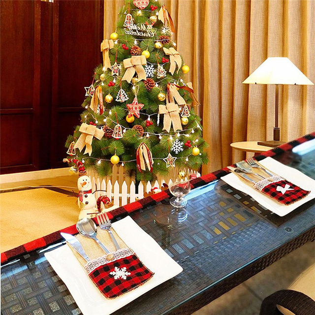 Etui na świąteczne sztućce i stojak na naczynia, ozdoby na stół, domowy dekor Snowman, torba na prezenty - Wianko - 25