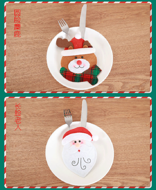 Etui na świąteczne sztućce i stojak na naczynia, ozdoby na stół, domowy dekor Snowman, torba na prezenty - Wianko - 6