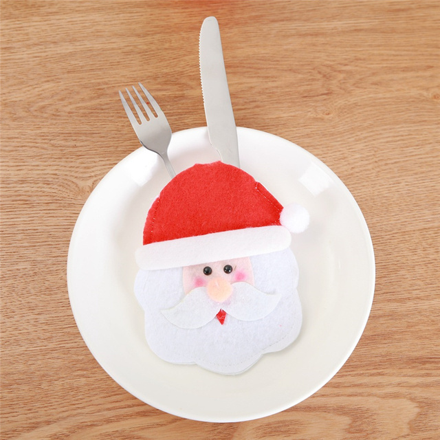Etui na świąteczne sztućce i stojak na naczynia, ozdoby na stół, domowy dekor Snowman, torba na prezenty - Wianko - 10