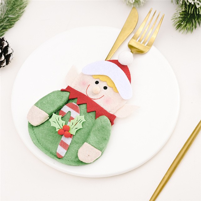 Etui na świąteczne sztućce i stojak na naczynia, ozdoby na stół, domowy dekor Snowman, torba na prezenty - Wianko - 22