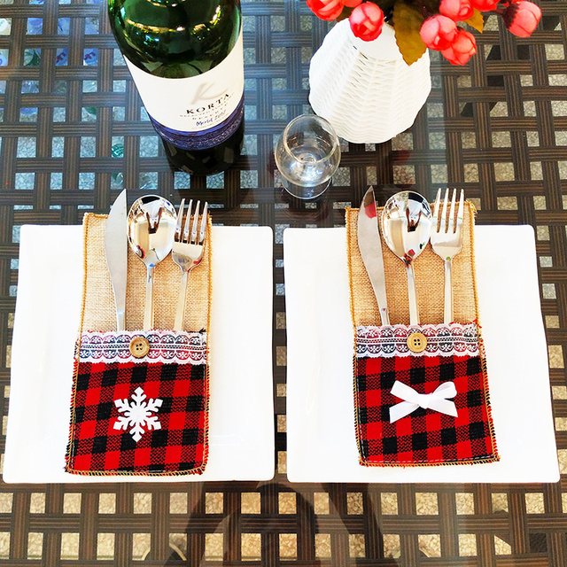 Etui na świąteczne sztućce i stojak na naczynia, ozdoby na stół, domowy dekor Snowman, torba na prezenty - Wianko - 26