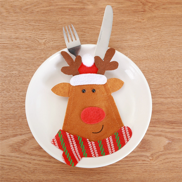 Etui na świąteczne sztućce i stojak na naczynia, ozdoby na stół, domowy dekor Snowman, torba na prezenty - Wianko - 14