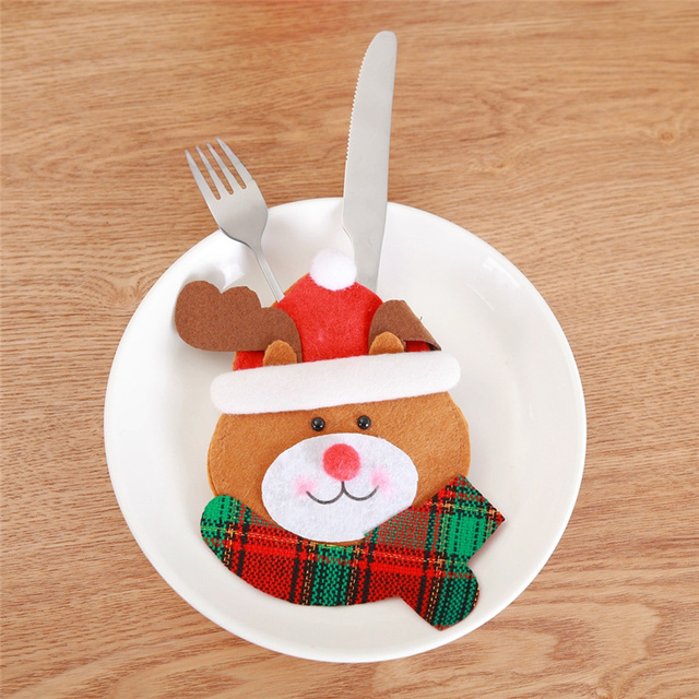 Etui na świąteczne sztućce i stojak na naczynia, ozdoby na stół, domowy dekor Snowman, torba na prezenty - Wianko - 12